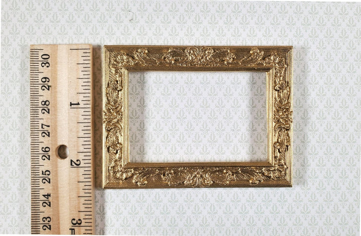 Dollhouse Picture Frame Gold Fancy Ornate 1:12 Scale Miniature 3.25" x 2 7/16" - Miniature Crush