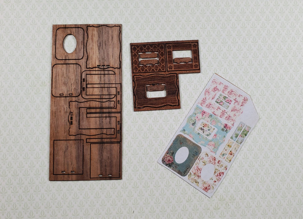 Dollhouse Picture Frame Kit A DIY 1:12 Scale Miniature Cut from Walnut - MiniatureCrush