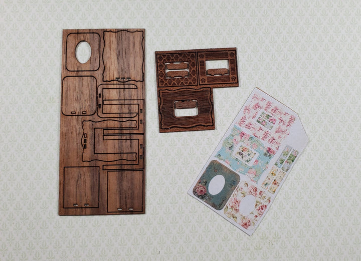 Dollhouse Picture Frame Kit A DIY 1:12 Scale Miniature Cut from Walnut - MiniatureCrush