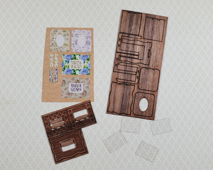 Dollhouse Picture Frame Kit B DIY 1:12 Scale Miniature Cut from Walnut - MiniatureCrush