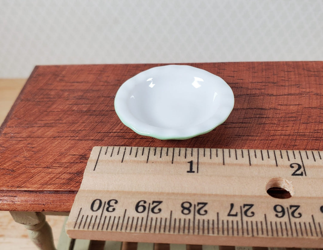 Dollhouse Pie Plate Ceramic Green 1:6 Scale Miniature Kitchen Accessory - MiniatureCrush