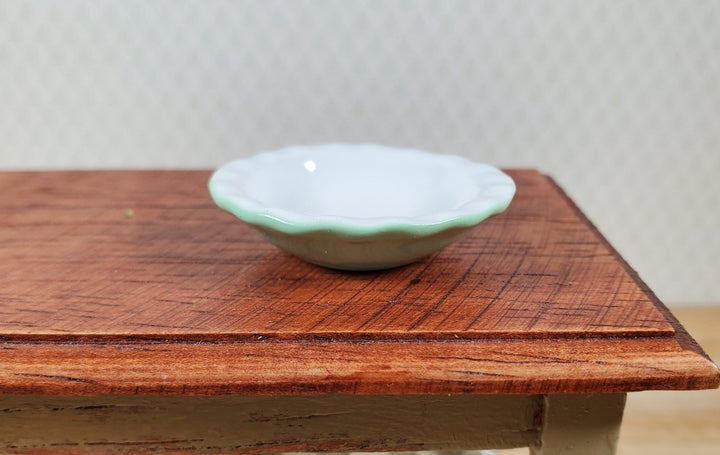Dollhouse Pie Plate Ceramic Green 1:6 Scale Miniature Kitchen Accessory - MiniatureCrush