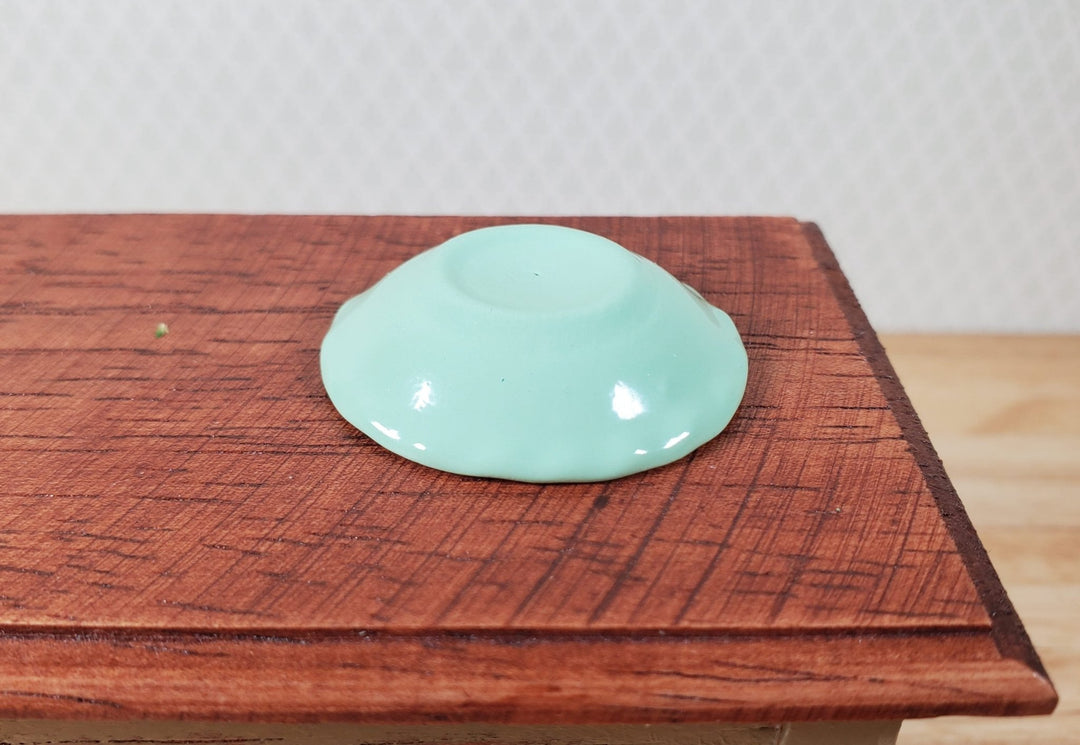 Dollhouse Pie Plate Ceramic Green 1:6 Scale Miniature Kitchen Accessory - MiniatureCrush