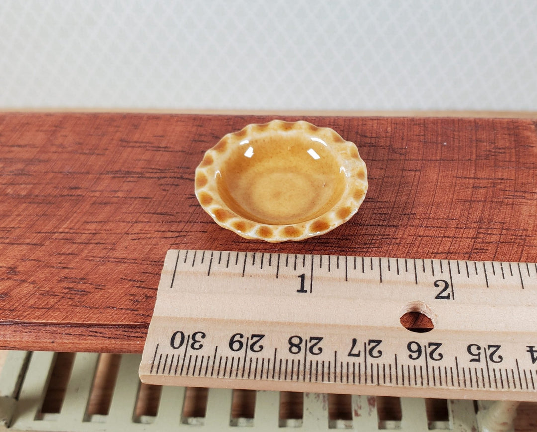 Dollhouse Pie Plate Ceramic Light Brown 1:6 Scale Miniature Kitchen Accessory - MiniatureCrush