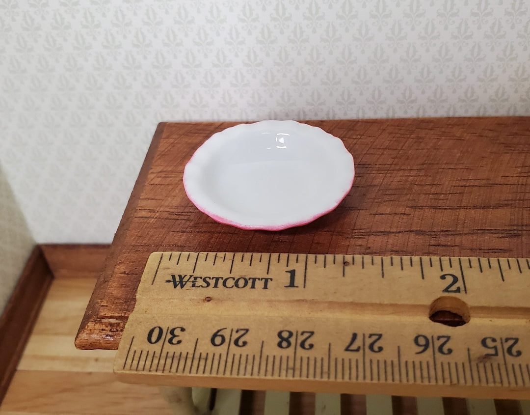 Dollhouse Pie Plate Ceramic Pink 1:12 Scale Miniature Kitchen Accessory - MiniatureCrush