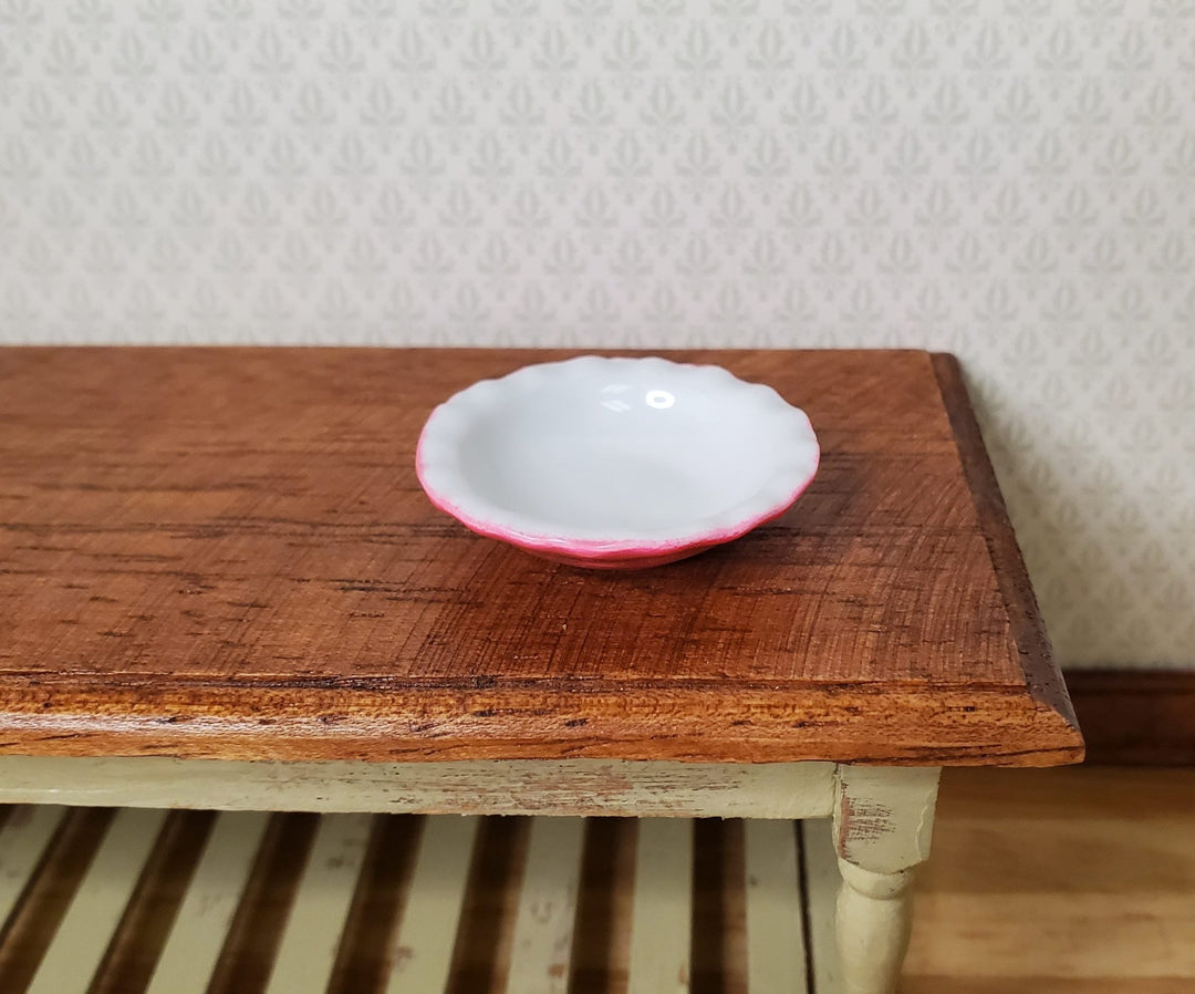 Dollhouse Pie Plate Ceramic Pink 1:12 Scale Miniature Kitchen Accessory - MiniatureCrush