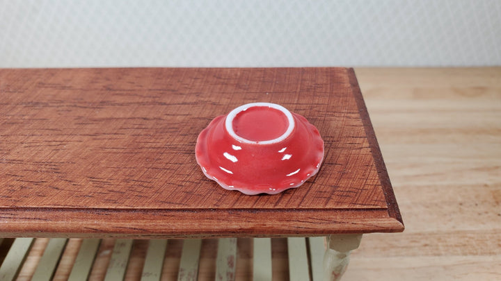 Dollhouse Pie Plate Ceramic Red Bottom 1:6 Scale Miniature Kitchen Accessory - MiniatureCrush