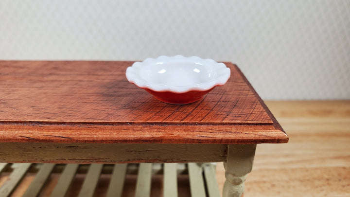 Dollhouse Pie Plate Ceramic Red Bottom 1:6 Scale Miniature Kitchen Accessory - MiniatureCrush