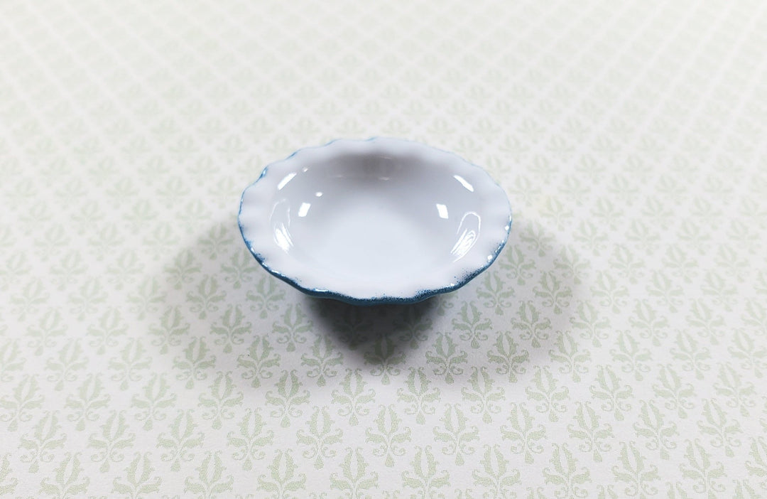 Dollhouse Pie Plate or Bowl Ceramic Blue 1:12 Scale Miniature Kitchen Accessory - MiniatureCrush