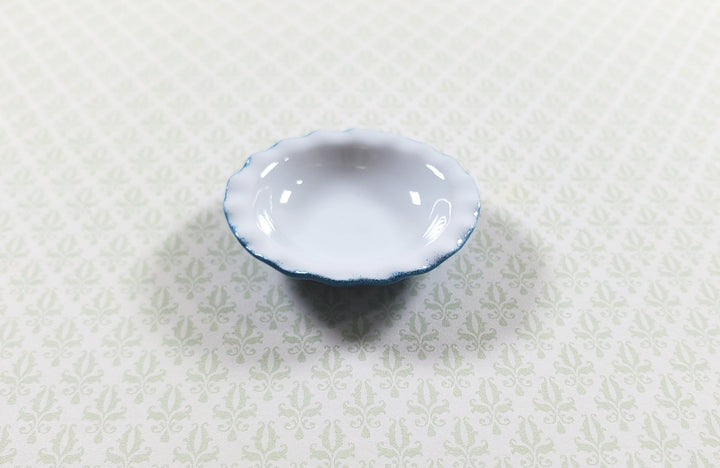 Dollhouse Pie Plate or Bowl Ceramic Blue 1:12 Scale Miniature Kitchen Accessory - MiniatureCrush
