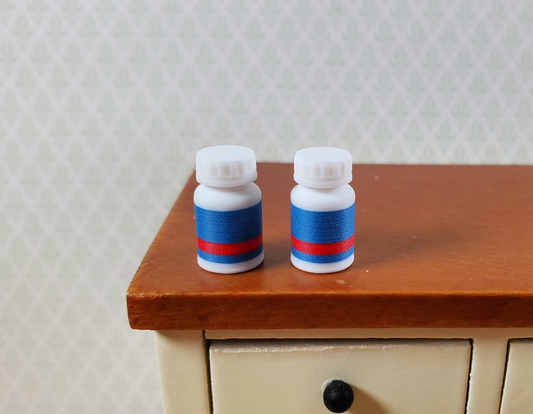 Dollhouse Pill Bottles x2 Modern Style Use in 1:12 or 1/6 Scale Miniatures - Miniature Crush