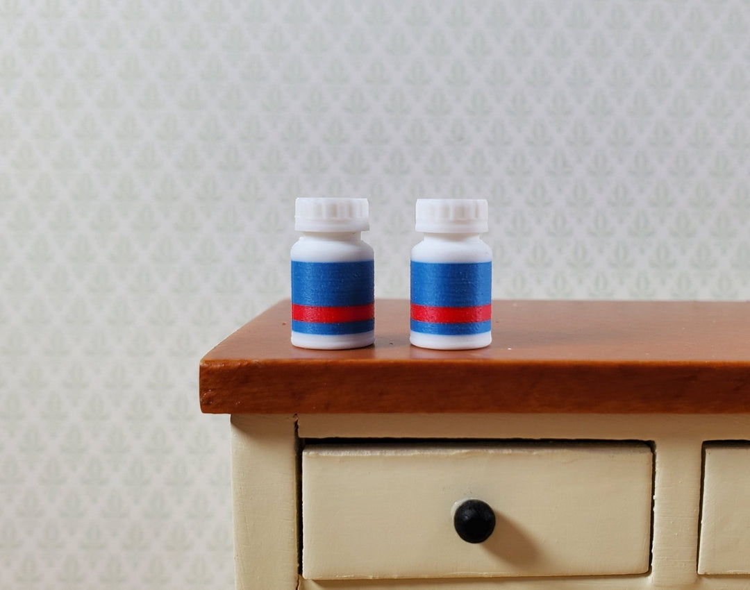 Dollhouse Pill Bottles x2 Modern Style Use in 1:12 or 1/6 Scale Miniatures - Miniature Crush