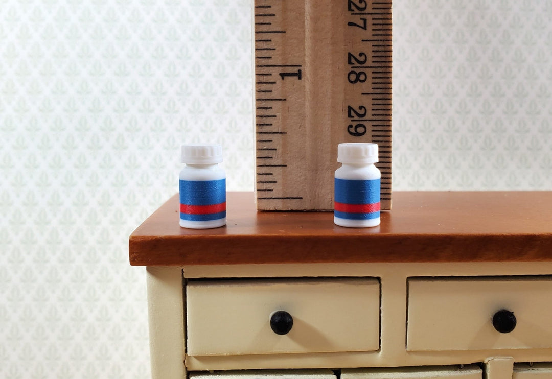 Dollhouse Pill Bottles x2 Modern Style Use in 1:12 or 1/6 Scale Miniatures - Miniature Crush