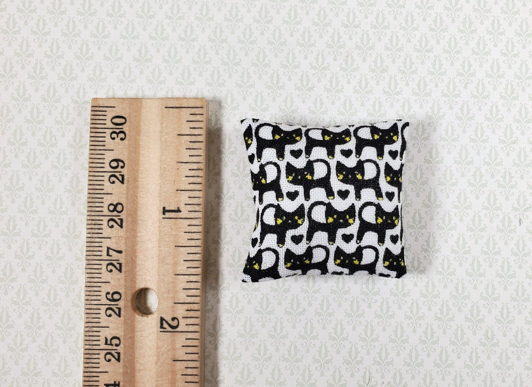 Dollhouse Pillow Black Cats Modern Handmade 1:12 Scale Miniature 1 1/2" - MiniatureCrush
