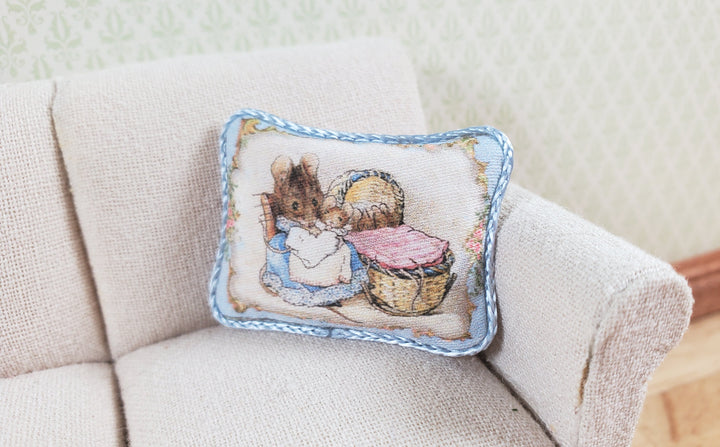 Dollhouse Pillow Mrs Tittlemouse Beatrix Potter Handmade 1:12 Scale Miniature - MiniatureCrush
