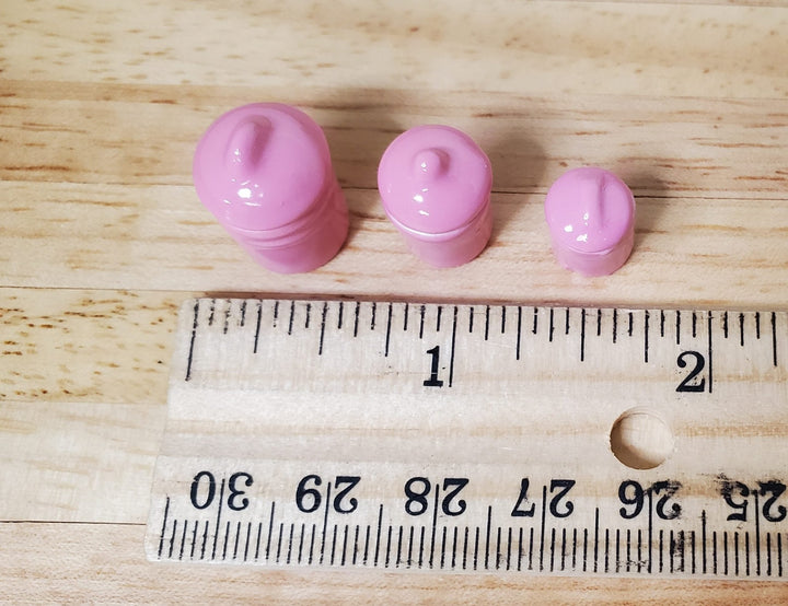 Dollhouse Pink Canister Set with Removable 1:12 Scale Kitchen Miniatures - MiniatureCrush