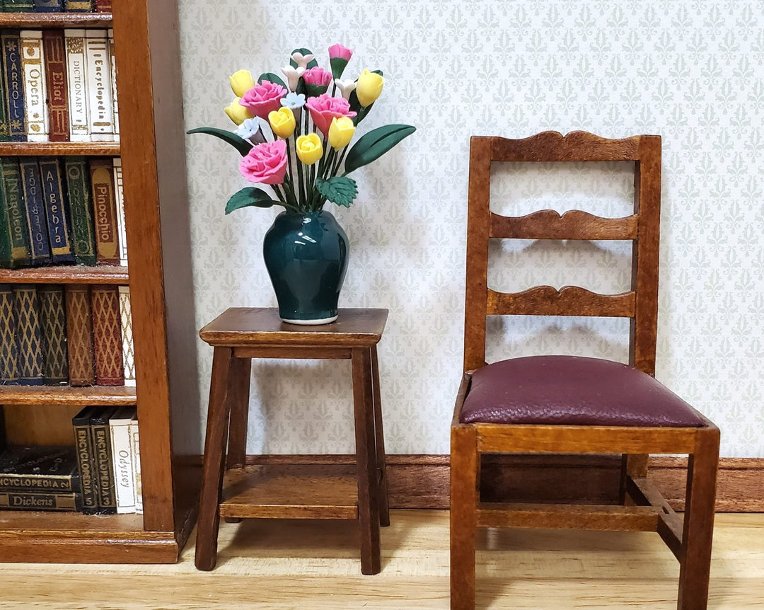 Dollhouse Pink Carnations Assortment in Ceramic Green Vase 1:12 Scale Miniature - MiniatureCrush