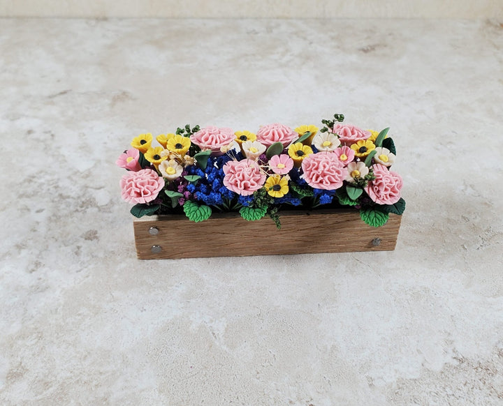 Dollhouse Pink Carnations in a 3.25" Window Box Planter 1:12 Scale Miniature - MiniatureCrush