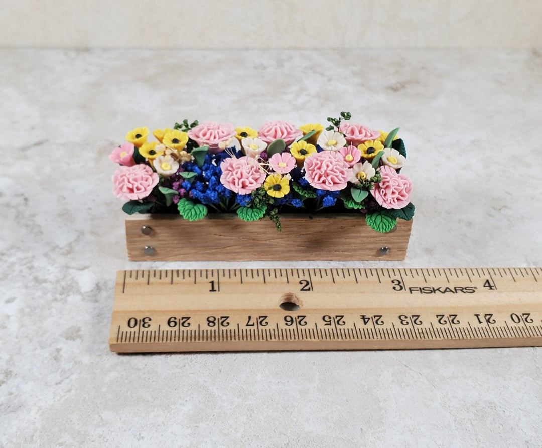 Dollhouse Pink Carnations in a 3.25" Window Box Planter 1:12 Scale Miniature - MiniatureCrush