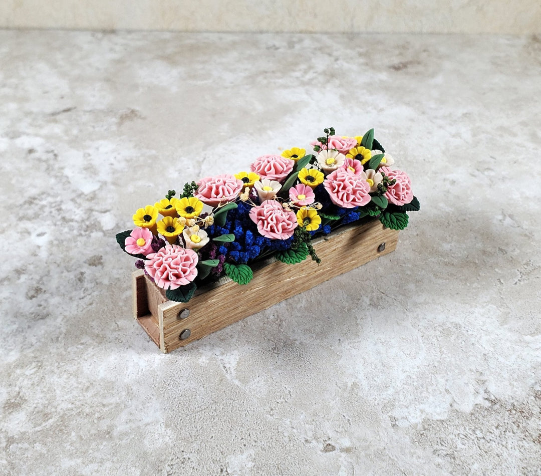 Dollhouse Pink Carnations in a 3.25" Window Box Planter 1:12 Scale Miniature - MiniatureCrush