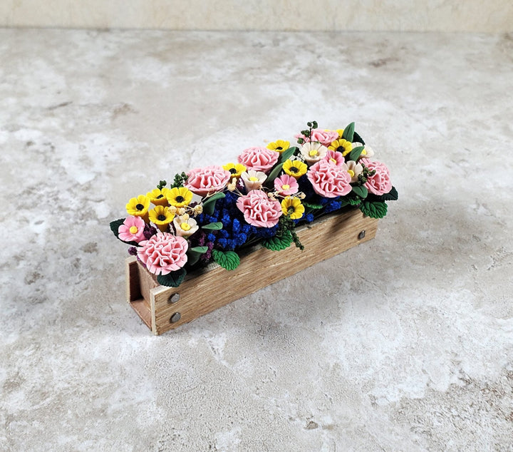 Dollhouse Pink Carnations in a 3.25" Window Box Planter 1:12 Scale Miniature - MiniatureCrush