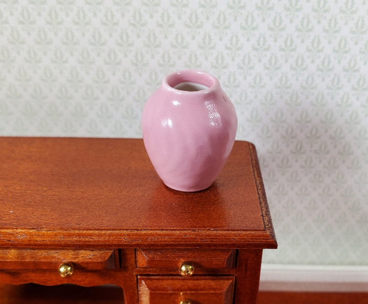 Dollhouse Pink Ceramic Vase with Wave Pattern 1:12 Scale Miniature - MiniatureCrush