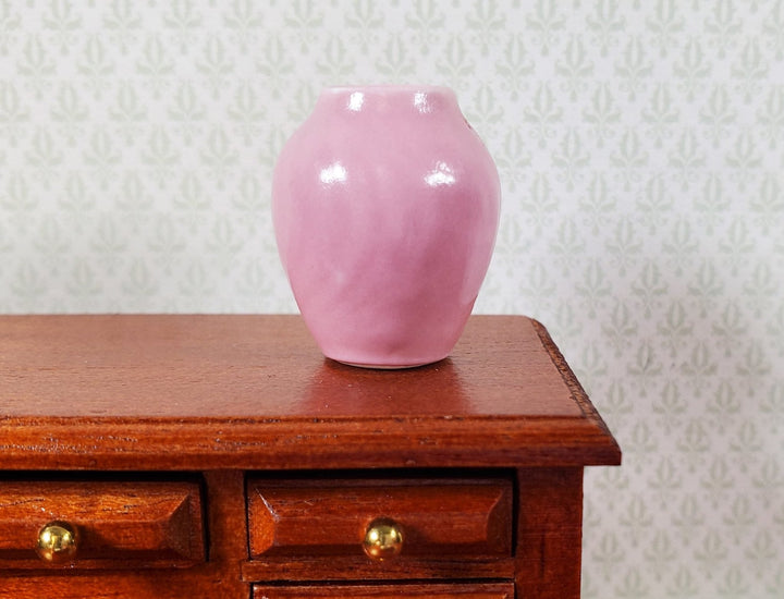 Dollhouse Pink Ceramic Vase with Wave Pattern 1:12 Scale Miniature - MiniatureCrush