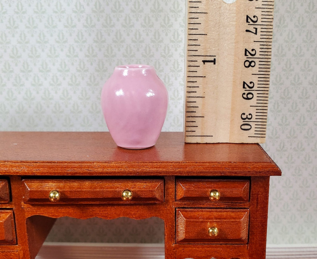 Dollhouse Pink Ceramic Vase with Wave Pattern 1:12 Scale Miniature - MiniatureCrush
