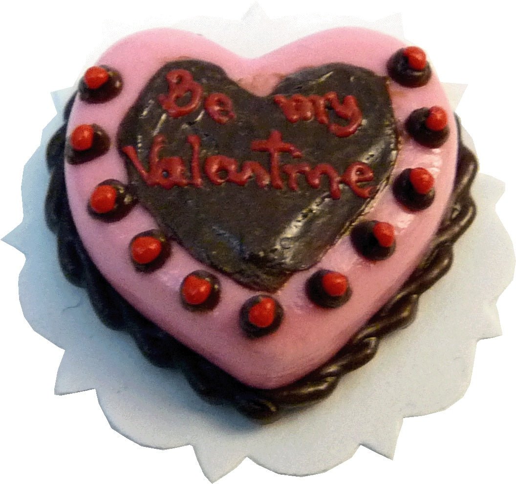 Dollhouse Pink Chocolate Valentine Cake 1:12 Scale Miniature Dessert Food - MiniatureCrush