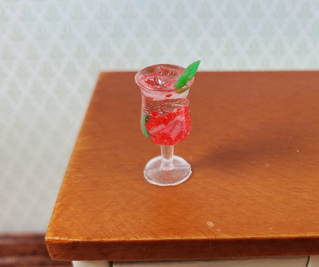 Dollhouse Pink Cocktail Drink Strawberry with Mint 1:12 Scale Miniature Food - Miniature Crush