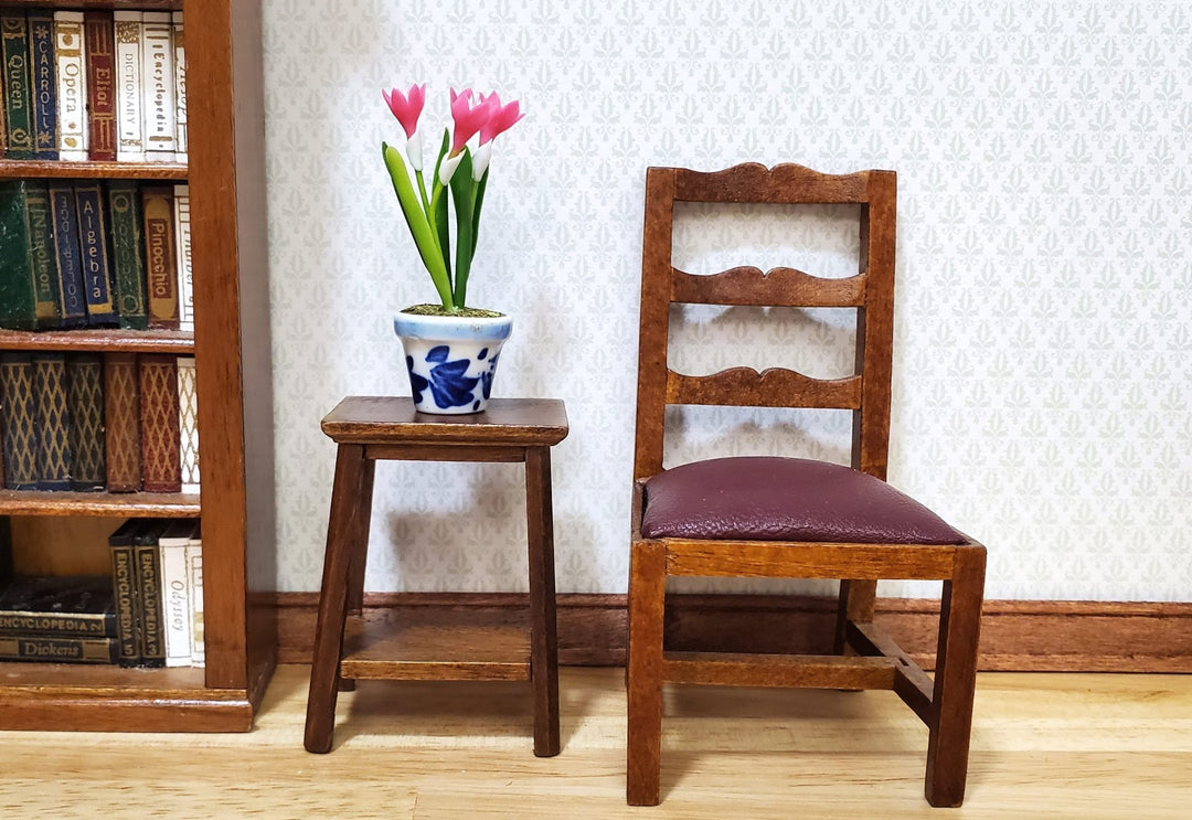 Dollhouse Pink Crocus in Blue and White Ceramic Pot 1:12 Scale Miniature Plant - MiniatureCrush