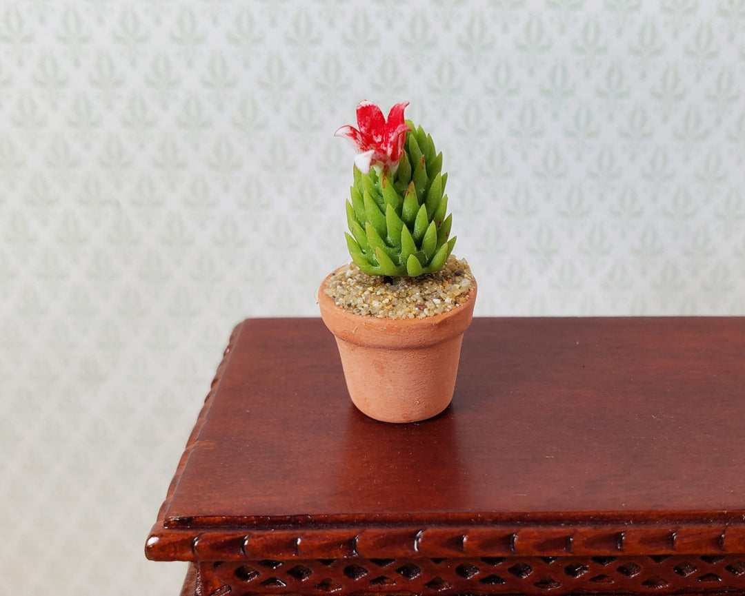 Dollhouse Pink Flowering Cactus Plant in a Terra Cotta Pot 1:12 Scale Miniature - MiniatureCrush