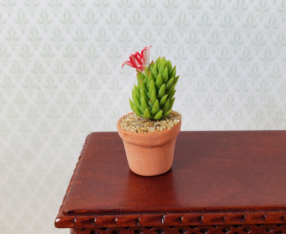 Dollhouse Pink Flowering Cactus Plant in a Terra Cotta Pot 1:12 Scale Miniature - MiniatureCrush