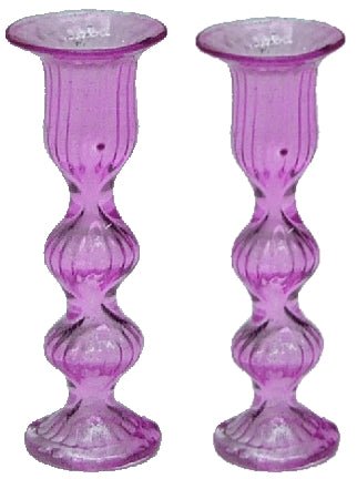 Dollhouse Pink Glass Candlestick Holders Set of 2 1:12 Scale Miniature - MiniatureCrush