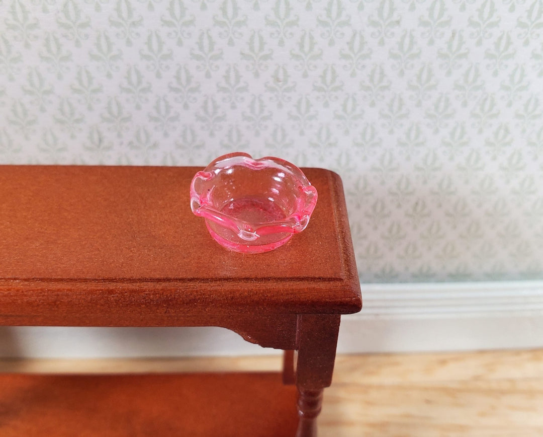 Dollhouse Pink Glass Candy Dish or Serving Bowl 1:12 Scale Miniature - MiniatureCrush