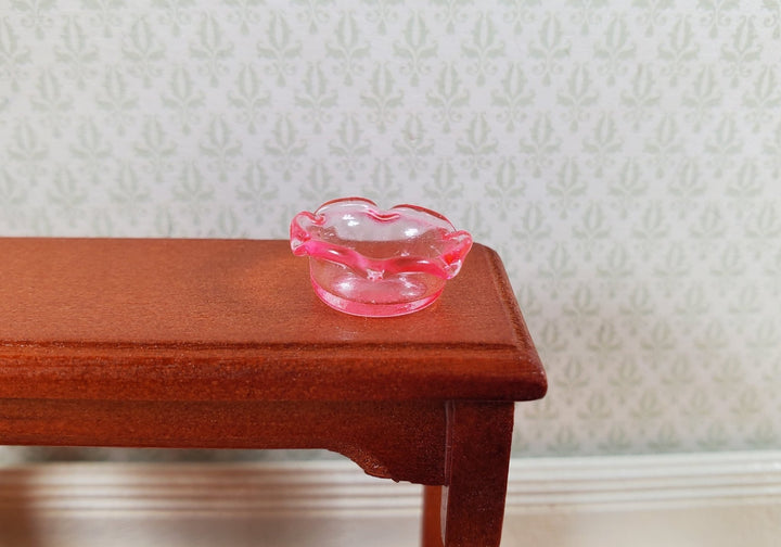 Dollhouse Pink Glass Candy Dish or Serving Bowl 1:12 Scale Miniature - MiniatureCrush