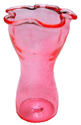 Dollhouse Pink Glass Ruffled Vase 1:12 Scale Miniature Decoration - MiniatureCrush