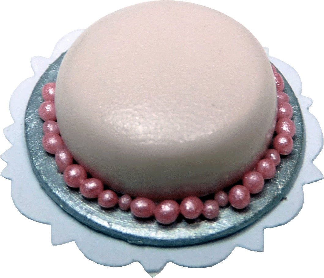 Dollhouse Pink Pearl Cake 1:12 Scale Miniature Dessert Food Bakery Kitchen - MiniatureCrush