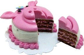 Dollhouse Pink Pig Cake with Slice 1:12 Scale Miniature Dessert Food - MiniatureCrush