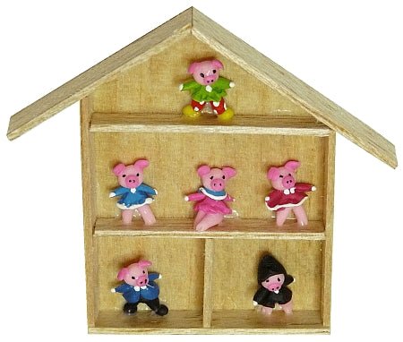 Dollhouse Pink Pig Collection Shadowbox 1:12 Scale Miniature Accessories Toys - MiniatureCrush