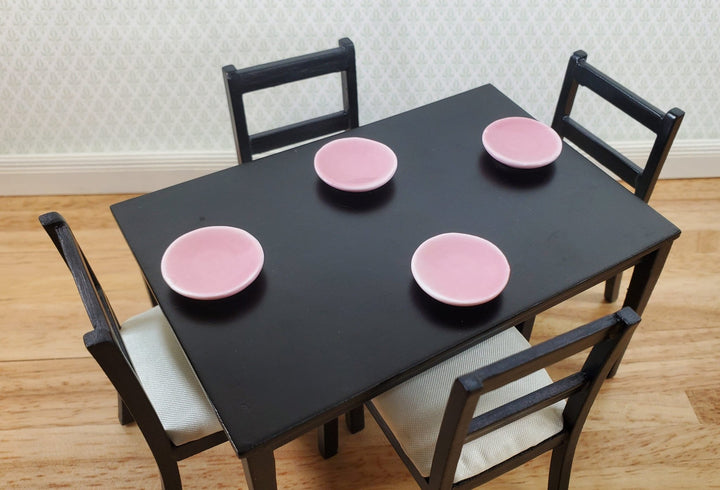 Dollhouse Pink Plates Ceramic Set of 4 Small Round 7/8" 1:12 Scale Miniature - Miniature Crush