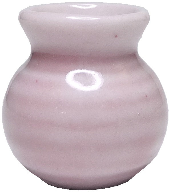 Dollhouse Pink Porcelain Vase or Jar with Rib Pattern 1:12 Scale Miniature - MiniatureCrush