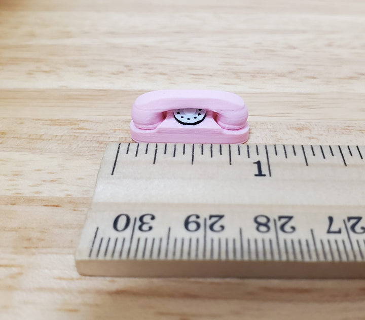 Dollhouse Pink Princess Telephone Dial Phone Modern 1950s 1:12 Scale Miniature - MiniatureCrush