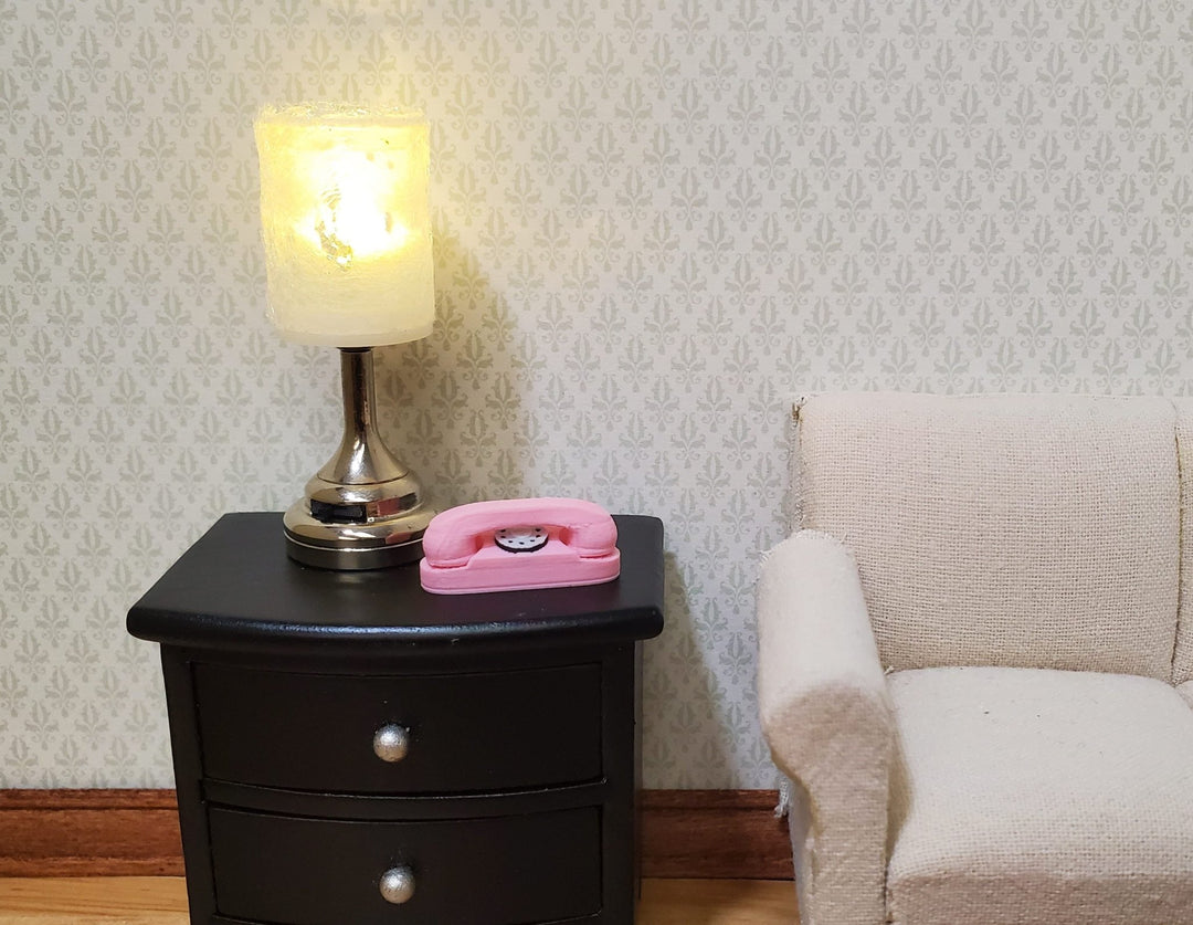 Dollhouse Pink Princess Telephone Dial Phone Modern 1950s 1:12 Scale Miniature - MiniatureCrush
