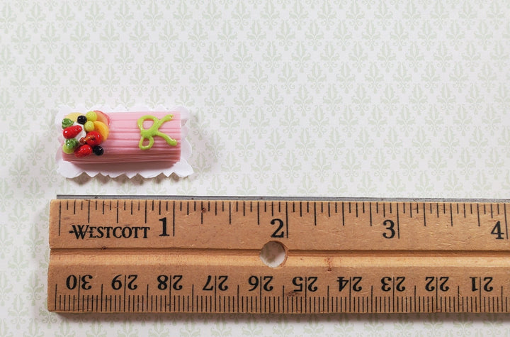 Dollhouse Pink Yule Log 1:12 Scale Miniature Dessert Food - MiniatureCrush