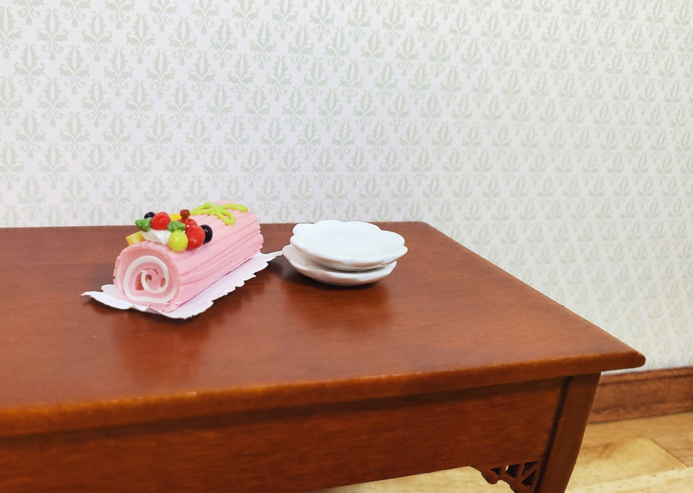 Dollhouse Pink Yule Log 1:12 Scale Miniature Dessert Food - MiniatureCrush