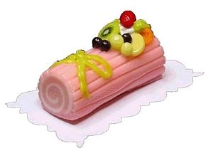 Dollhouse Pink Yule Log 1:12 Scale Miniature Dessert Food - MiniatureCrush