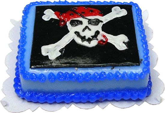 Dollhouse Pirate Skull & Crossbones Sheet Cake 1:12 Scale Miniature Food Bakery - MiniatureCrush