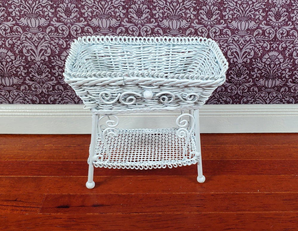 Dollhouse Plant Basket Stand White Metal1:12 Scale Miniature or Fairy Garden - Miniature Crush