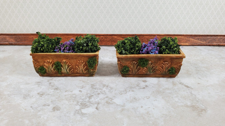 Dollhouse Planters Aged Garden Pots with Moss Set of 2 1:12 Scale Miniatures - Miniature Crush